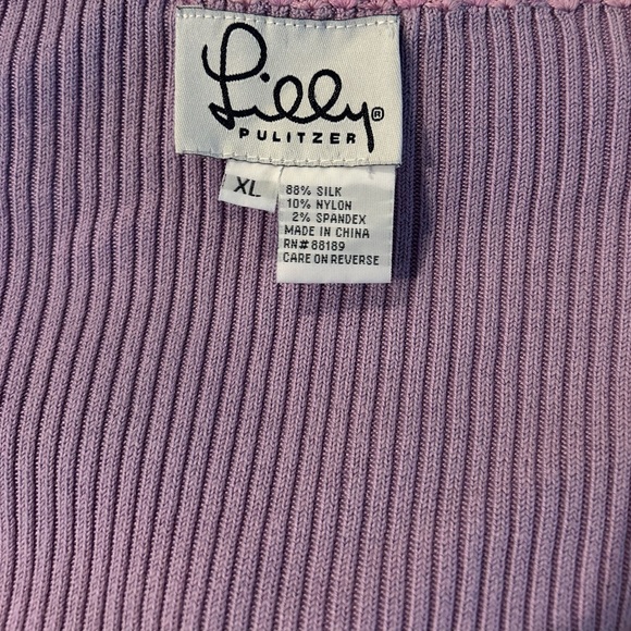 Lilly Pulitzer Orchid Flowered VNeck Trim Silk Sweater - Picture 4 of 6